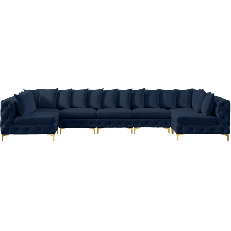Meridian Furniture Tremblay Navy Velvet Modular Sectional