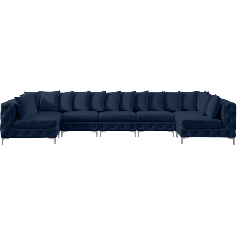 Meridian Furniture Tremblay Navy Velvet Modular Sectional