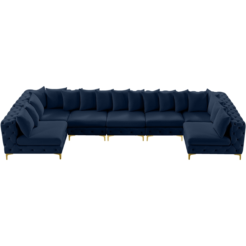 Meridian Furniture Tremblay Navy Velvet Modular Sectional