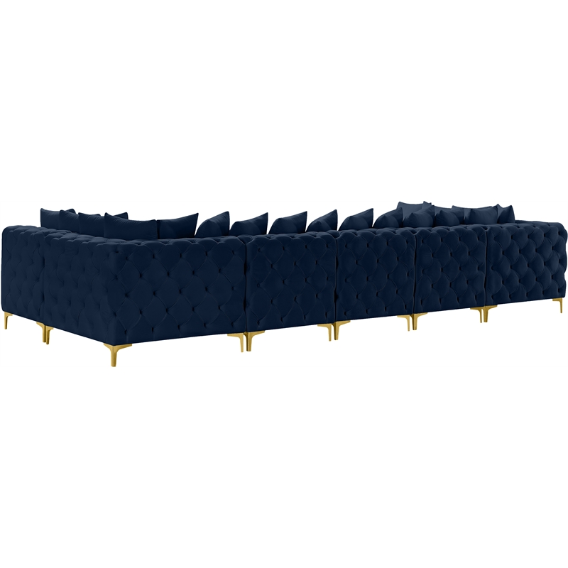 Meridian Furniture Tremblay Navy Velvet Modular Sectional