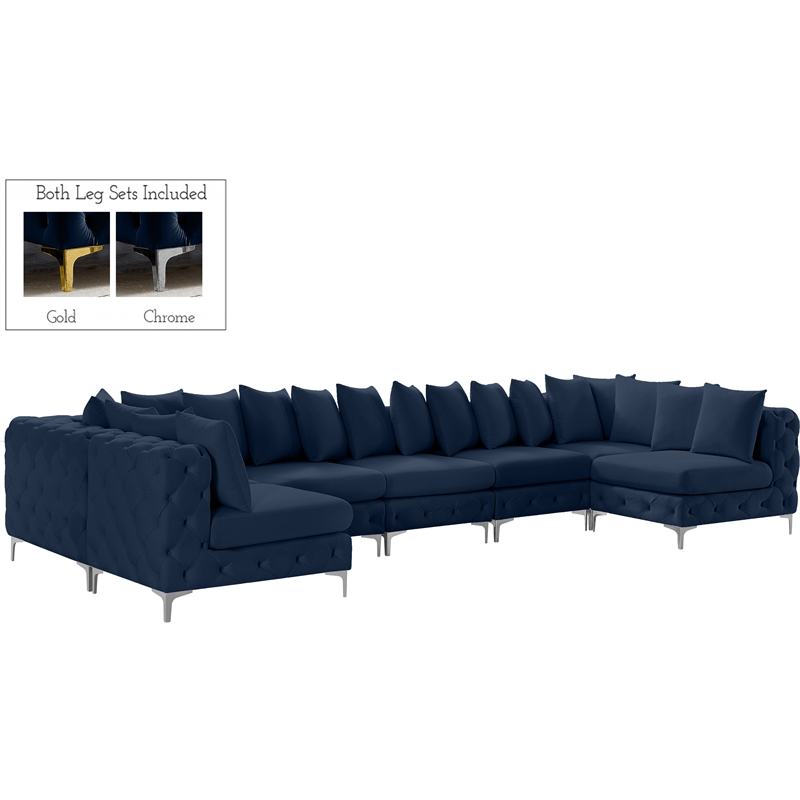 Meridian Furniture Tremblay Navy Velvet Modular Sectional