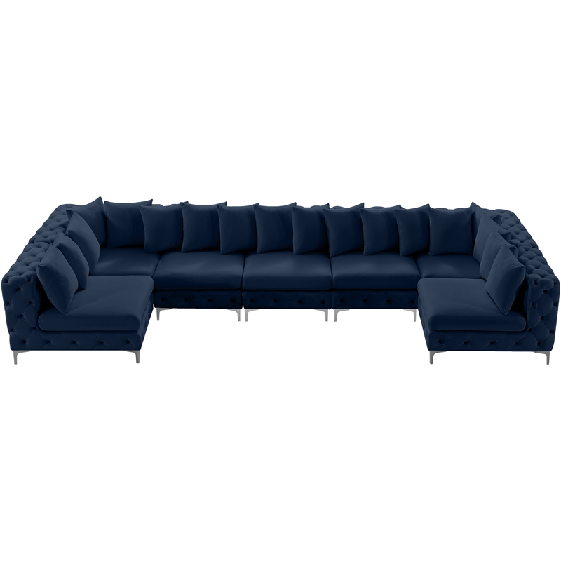 Meridian Furniture Tremblay Navy Velvet Modular Sectional