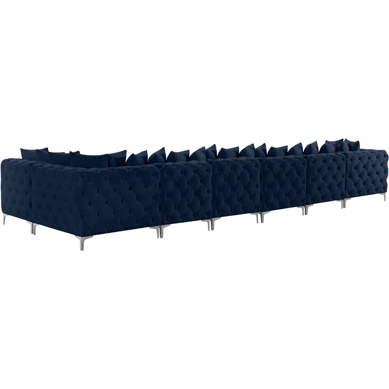 Meridian Furniture Tremblay Navy Velvet Modular Sectional