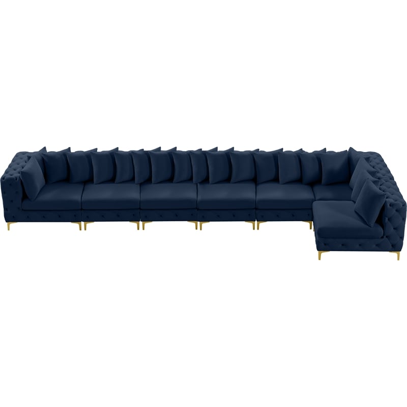 Meridian Furniture Tremblay Navy Velvet Modular Sectional