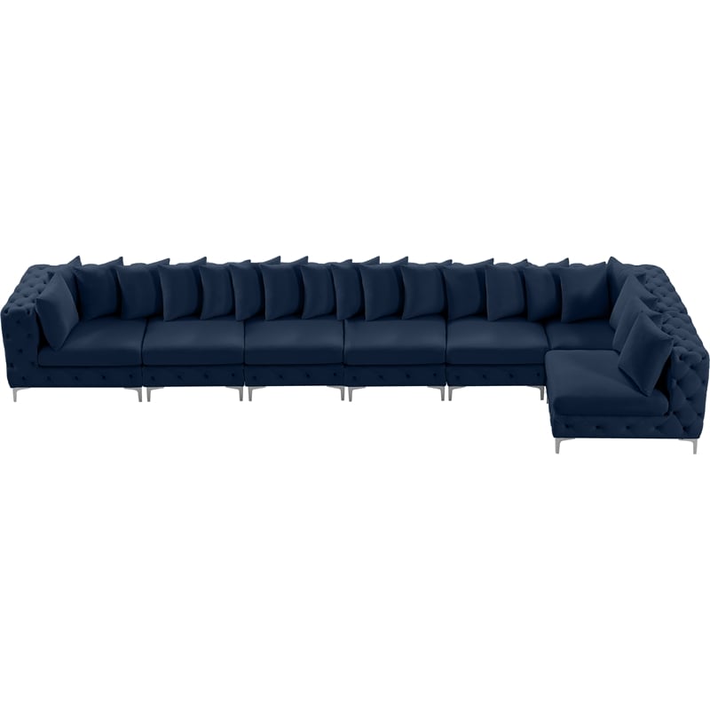 Meridian Furniture Tremblay Navy Velvet Modular Sectional