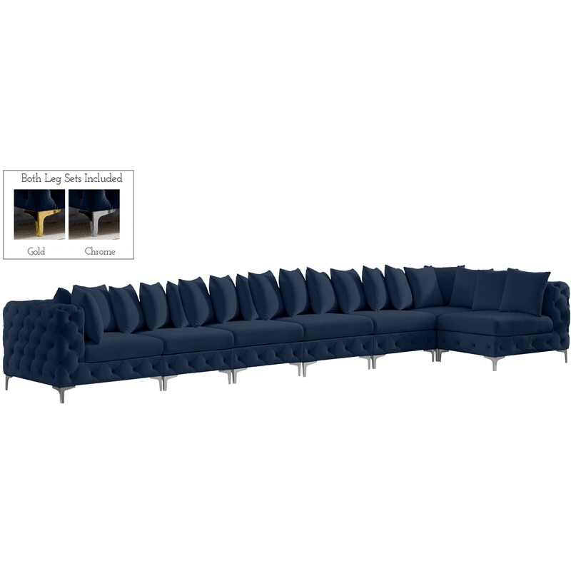 Meridian Furniture Tremblay Navy Velvet Modular Sectional