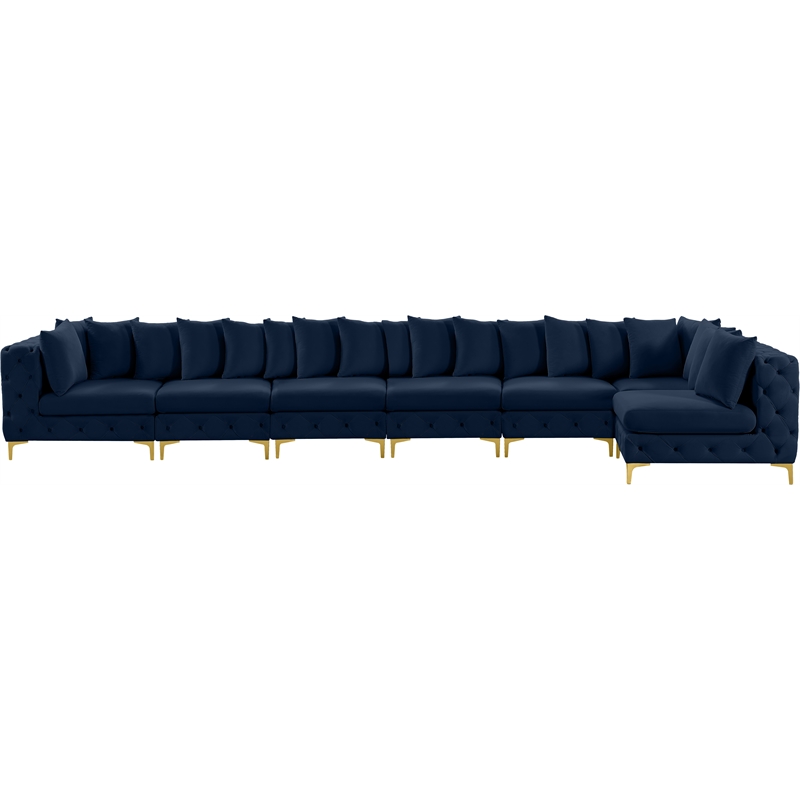 Meridian Furniture Tremblay Navy Velvet Modular Sectional