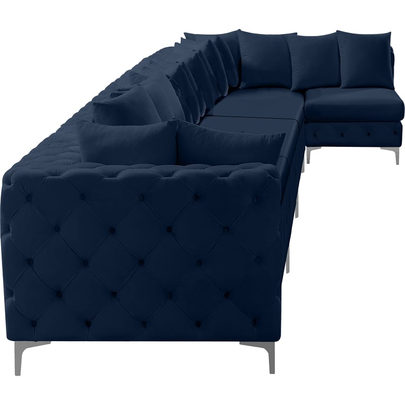 Meridian Furniture Tremblay Navy Velvet Modular Sectional