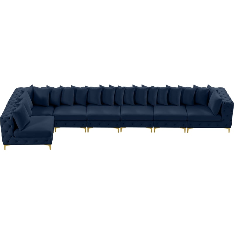 Meridian Furniture Tremblay Navy Velvet Modular Sectional