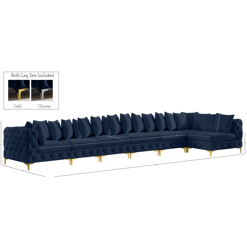 Meridian Furniture Tremblay Navy Velvet Modular Sectional