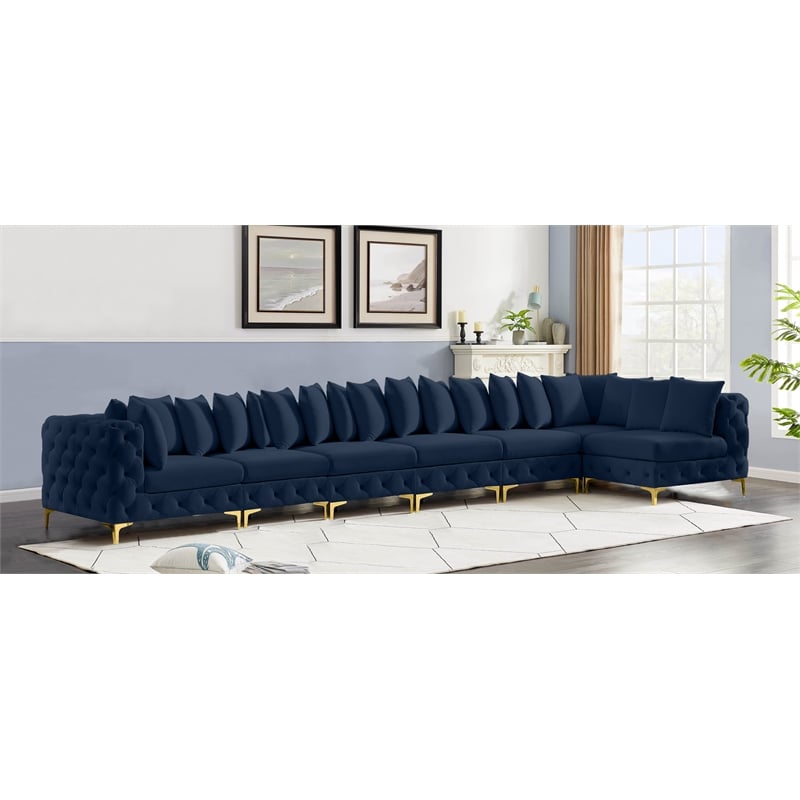 Meridian Furniture Tremblay Navy Velvet Modular Sectional