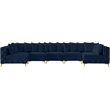 Meridian Furniture Tremblay Velvet Modular Sectional/Pillow in Navy/Gold-Chrome