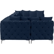 Meridian Furniture Tremblay Velvet Modular Sectional/Pillow in Navy/Gold-Chrome