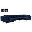 Meridian Furniture Tremblay Velvet Modular Sectional/Pillow in Navy/Gold-Chrome
