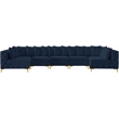 Meridian Furniture Tremblay Velvet Modular Sectional/Pillow in Navy/Gold-Chrome