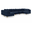 Meridian Furniture Tremblay Velvet Modular Sectional/Pillow in Navy/Gold-Chrome
