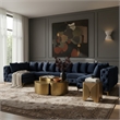 Meridian Furniture Tremblay Velvet Modular Sectional/Pillow in Navy/Gold-Chrome