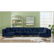 Meridian Furniture Tremblay Velvet Modular Sectional/Pillow in Navy/Gold-Chrome
