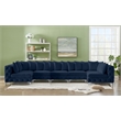 Meridian Furniture Tremblay Velvet Modular Sectional/Pillow in Navy/Gold-Chrome