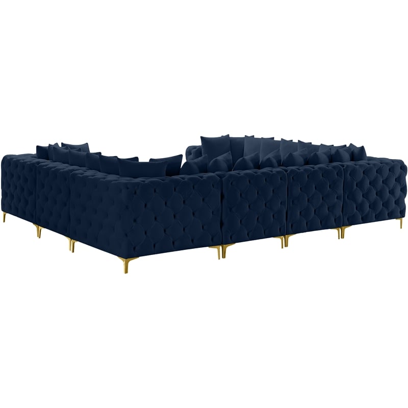 Meridian Furniture Tremblay Navy Velvet Modular Sectional