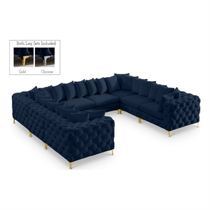 Meridian Furniture Tremblay Navy Velvet Modular Sectional