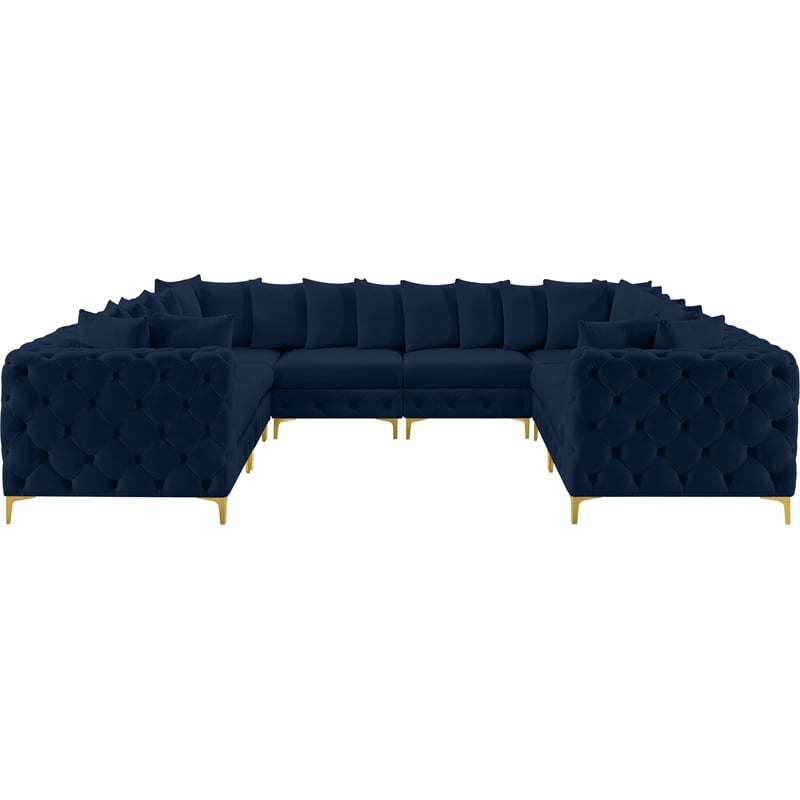 Meridian Furniture Tremblay Navy Velvet Modular Sectional