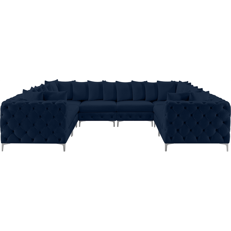Meridian Furniture Tremblay Navy Velvet Modular Sectional