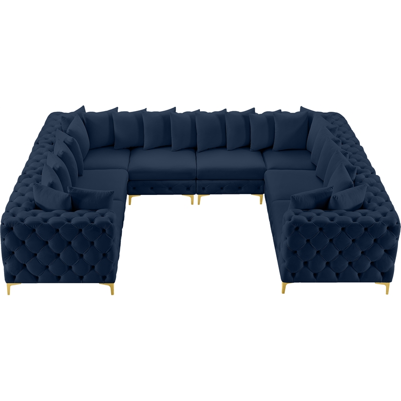 Meridian Furniture Tremblay Navy Velvet Modular Sectional