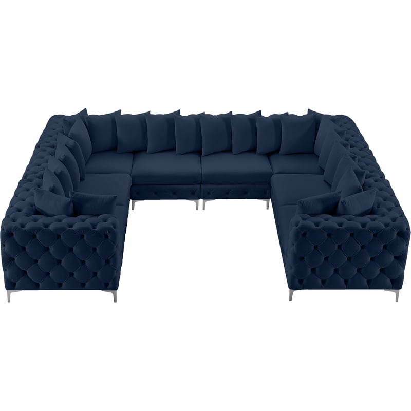 Meridian Furniture Tremblay Navy Velvet Modular Sectional