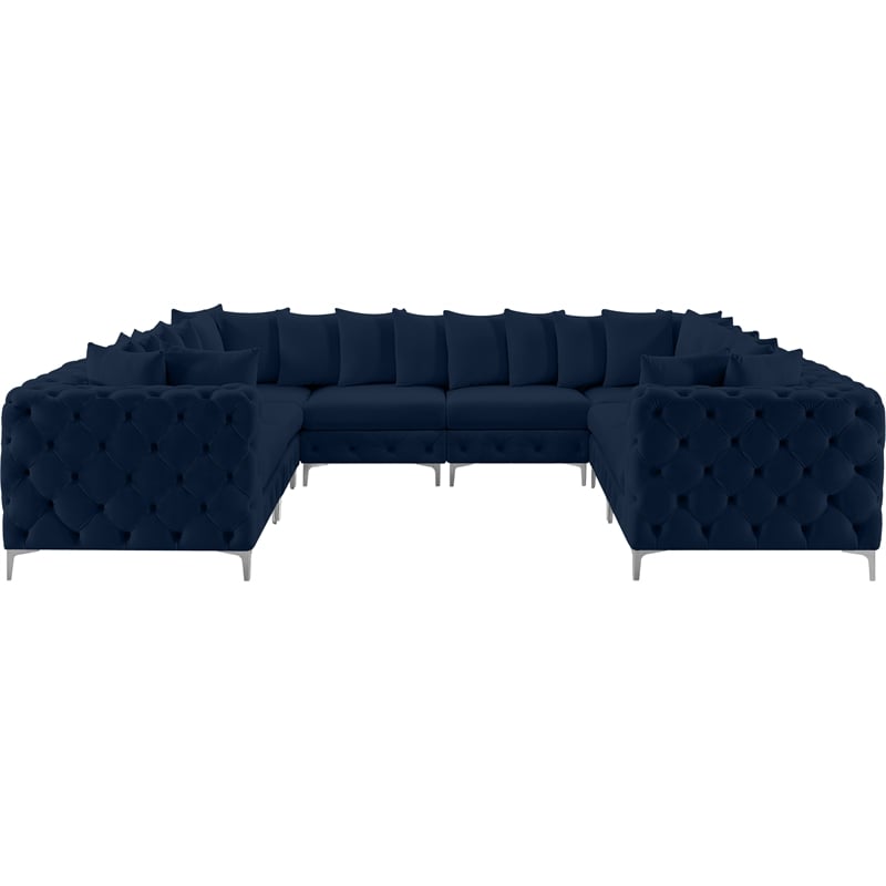 Meridian Furniture Tremblay Navy Velvet Modular Sectional