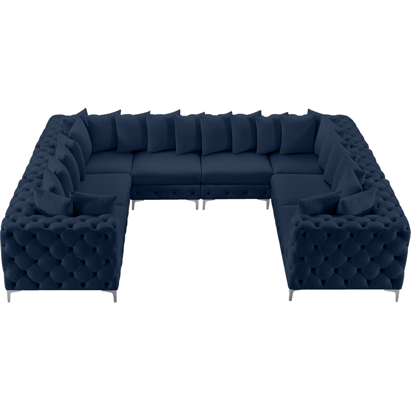 Meridian Furniture Tremblay Navy Velvet Modular Sectional