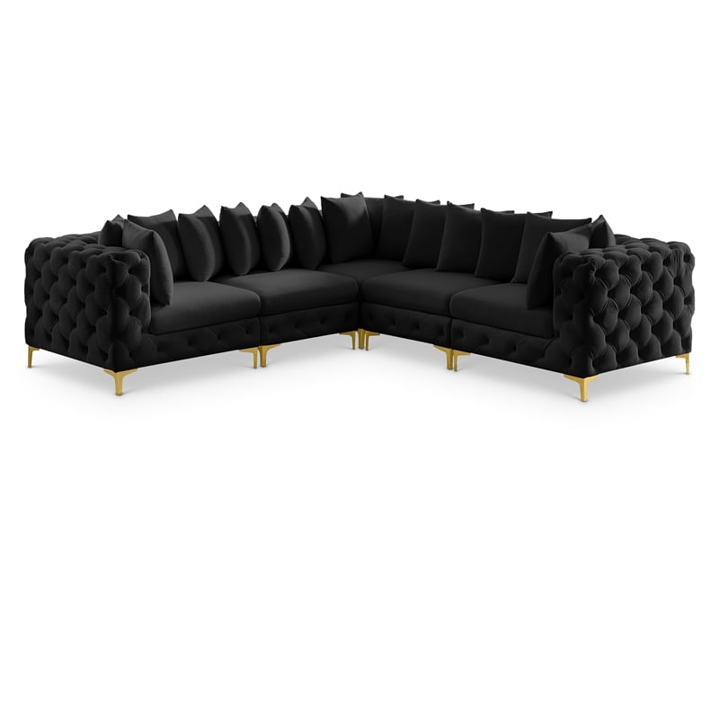 Meridian Furniture Tremblay Black Velvet Modular Sectional