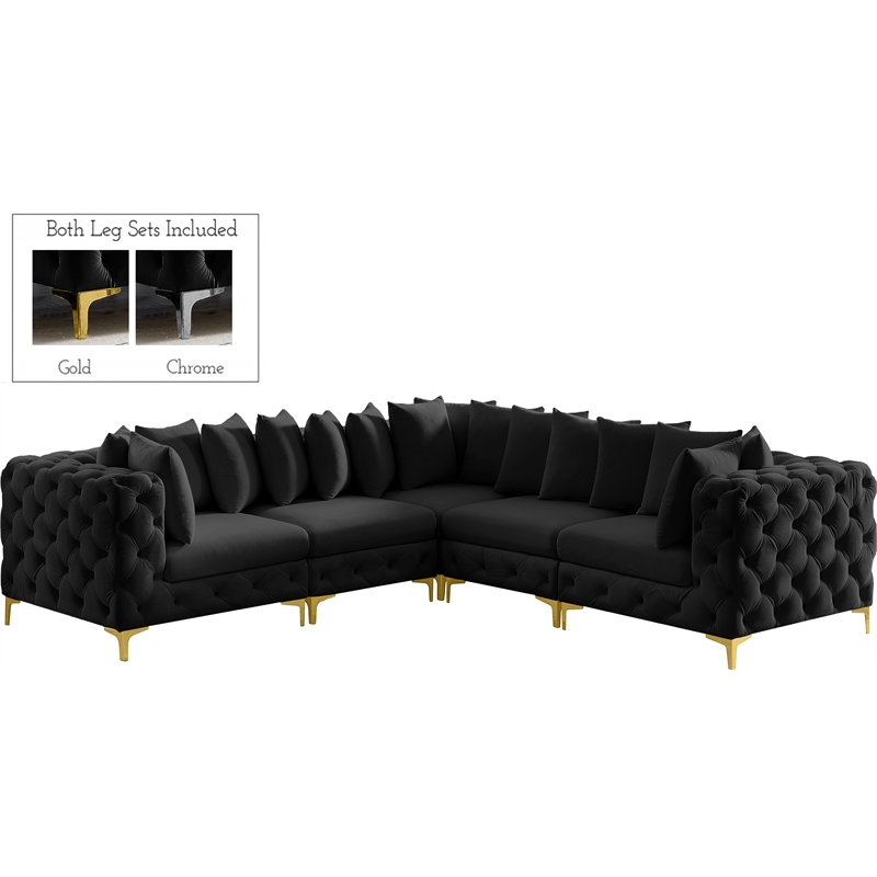Meridian Furniture Tremblay Black Velvet Modular Sectional