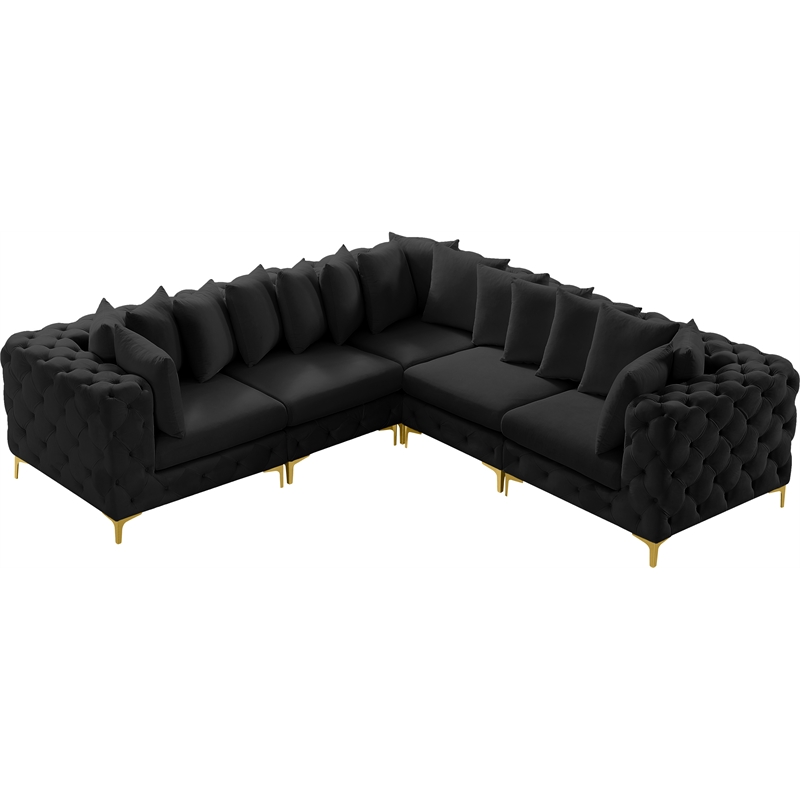 Meridian Furniture Tremblay Black Velvet Modular Sectional