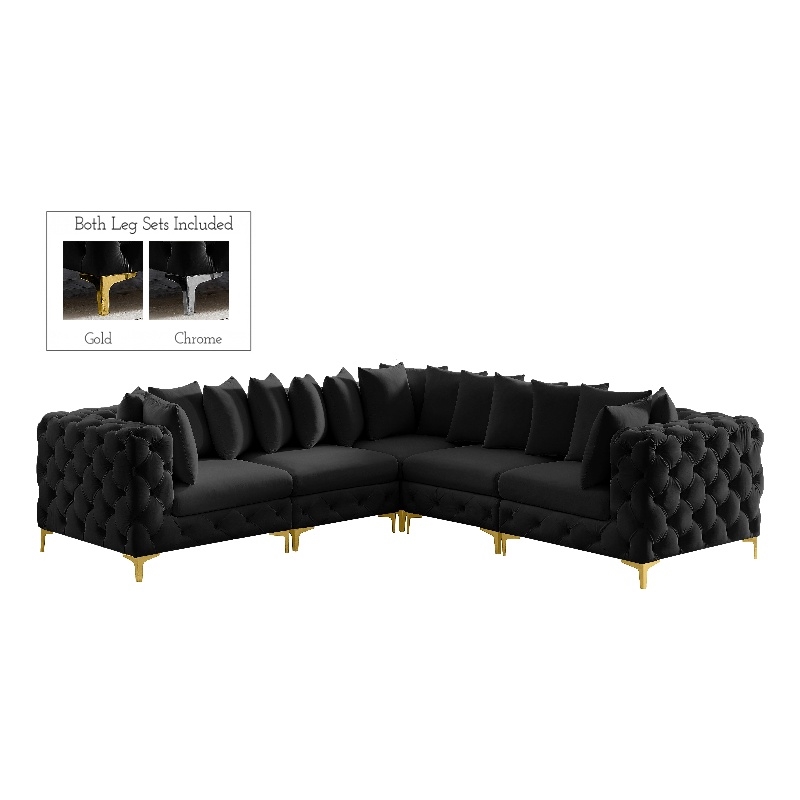 Meridian Furniture Tremblay Black Velvet Modular Sectional