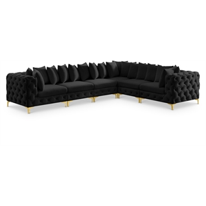 Meridian Furniture Tremblay Black Velvet Modular Sectional
