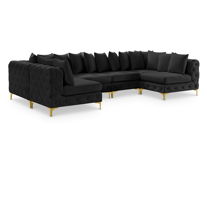 Meridian Furniture Tremblay Black Velvet Modular Sectional