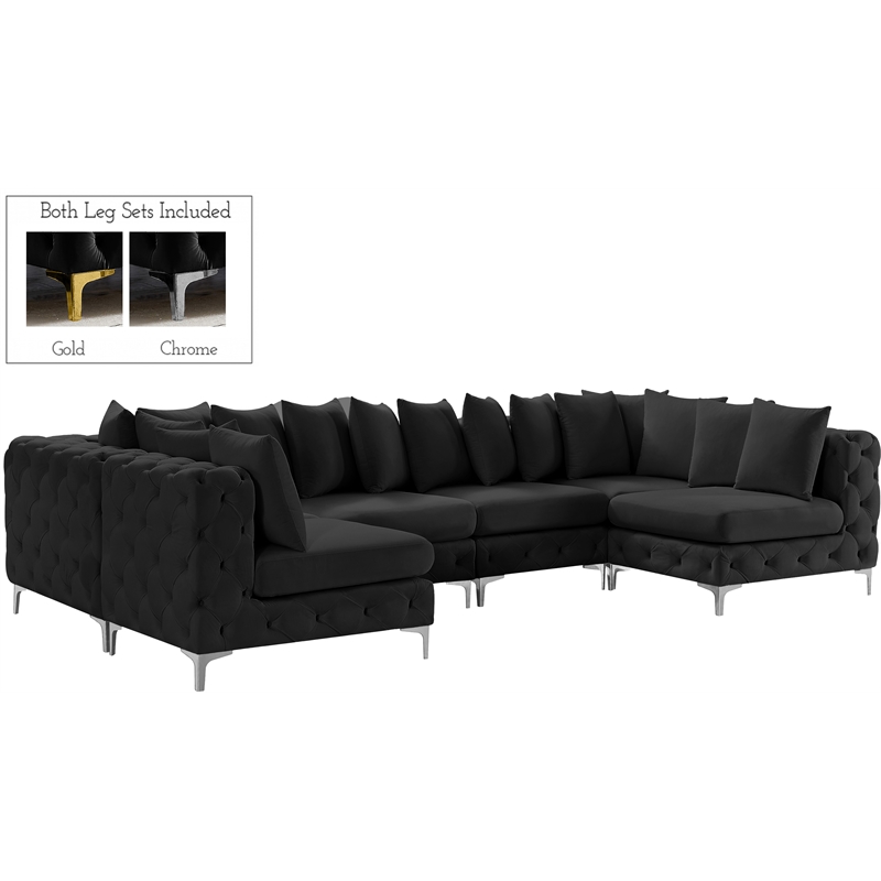 Meridian Furniture Tremblay Black Velvet Modular Sectional
