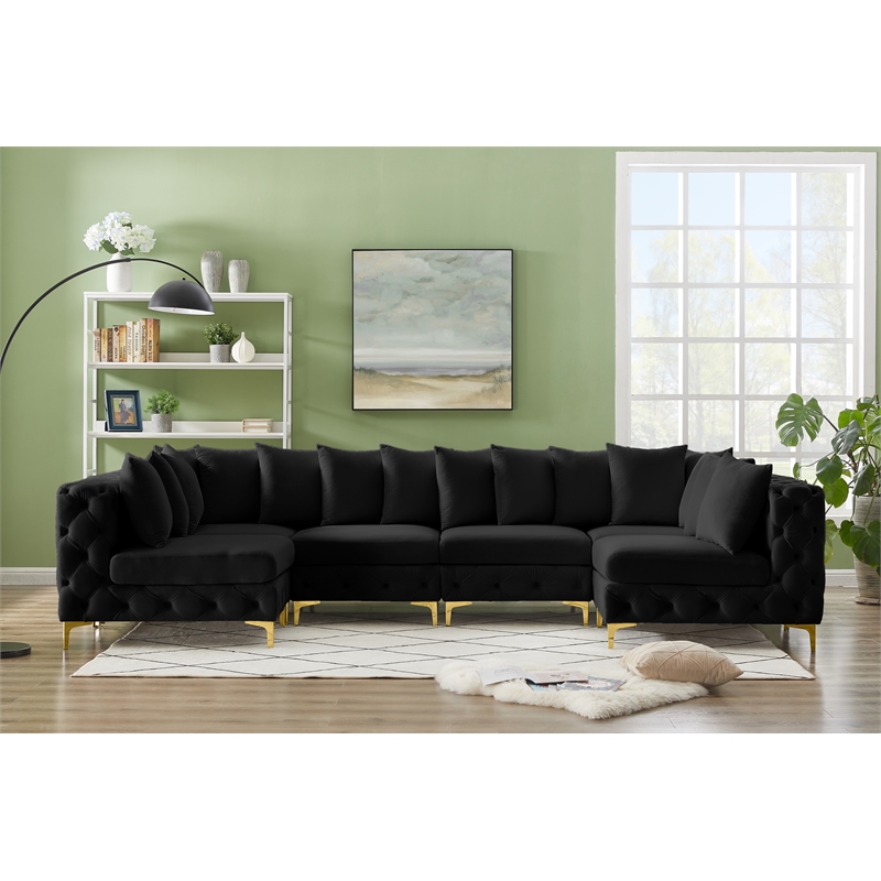 Meridian Furniture Tremblay Black Velvet Modular Sectional