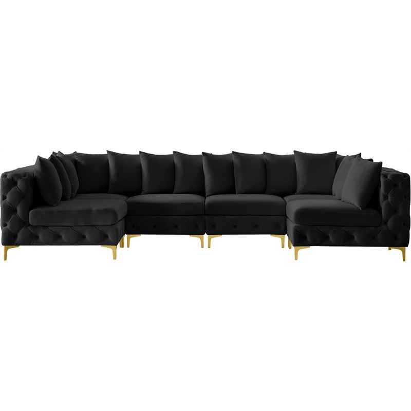 Meridian Furniture Tremblay Black Velvet Modular Sectional