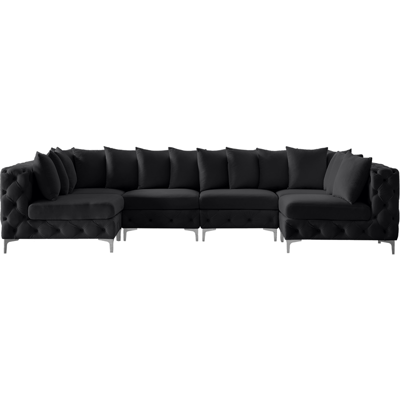 Meridian Furniture Tremblay Black Velvet Modular Sectional