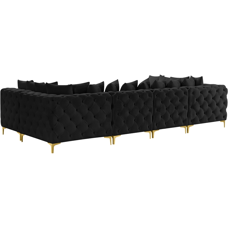 Meridian Furniture Tremblay Black Velvet Modular Sectional