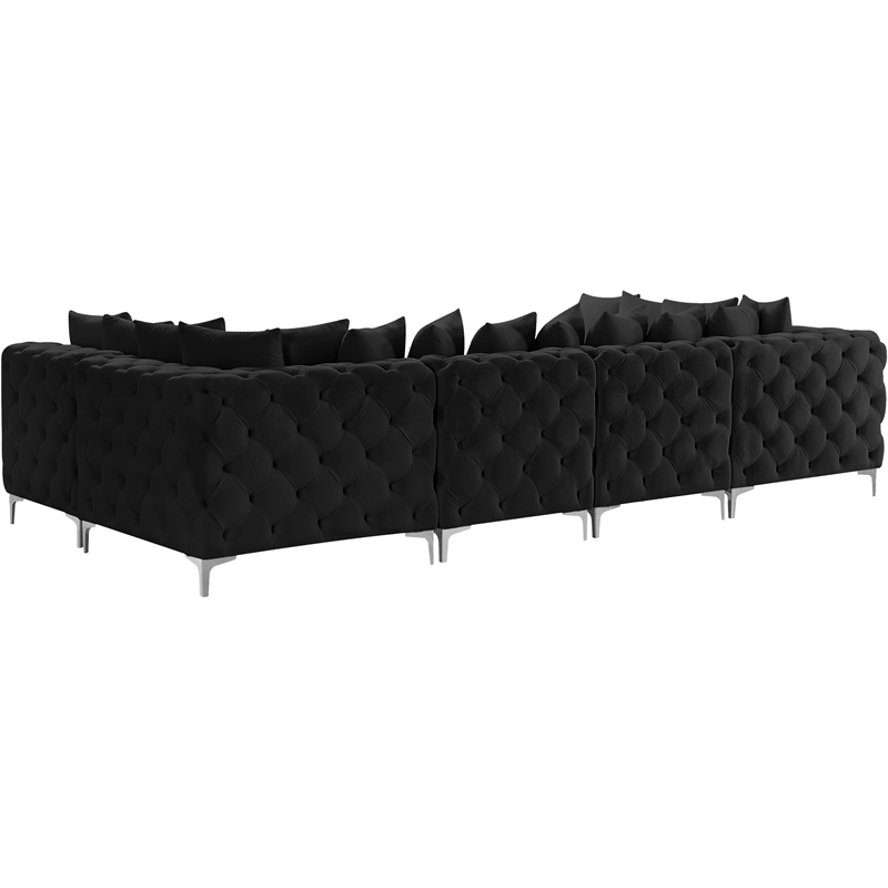 Meridian Furniture Tremblay Black Velvet Modular Sectional