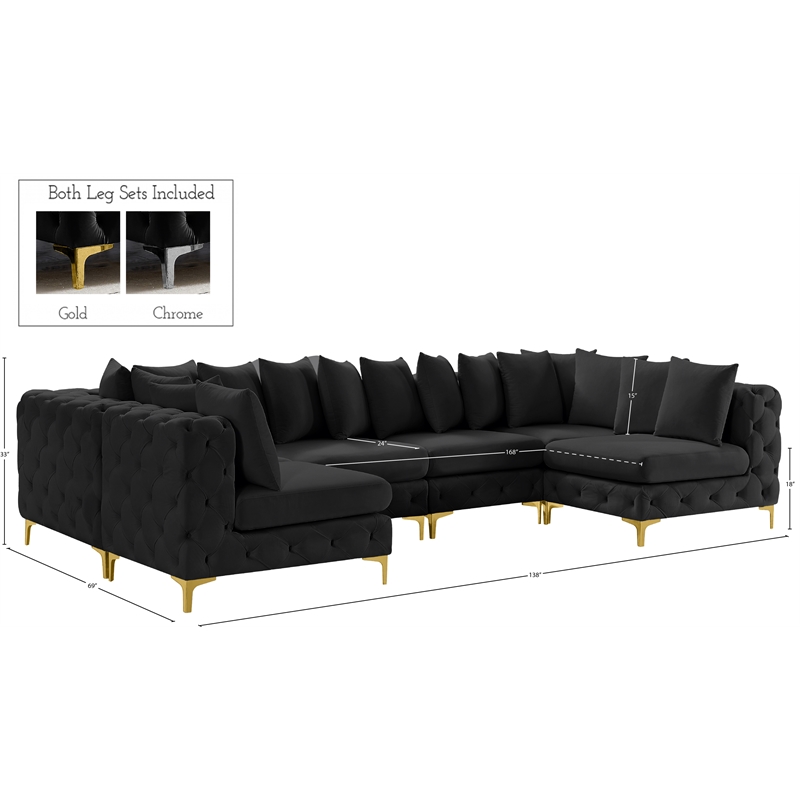 Meridian Furniture Tremblay Black Velvet Modular Sectional