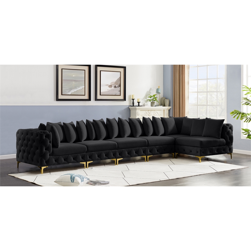 Meridian Furniture Tremblay Black Velvet Modular Sectional