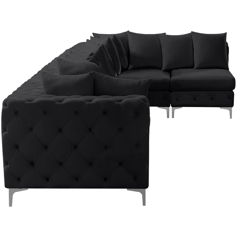 Meridian Furniture Tremblay Black Velvet Modular Sectional