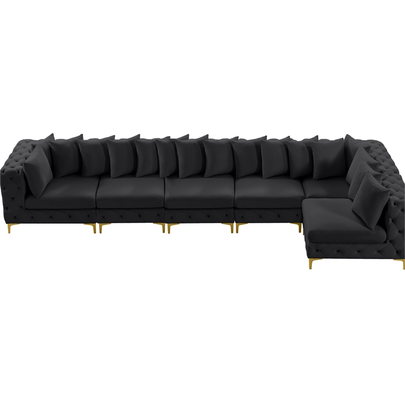 Meridian Furniture Tremblay Black Velvet Modular Sectional