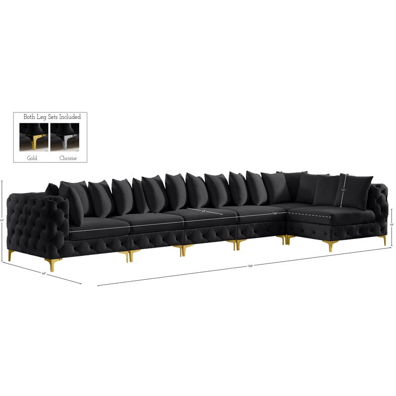 Meridian Furniture Tremblay Black Velvet Modular Sectional