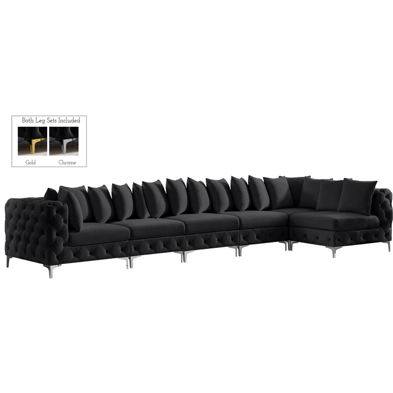 Meridian Furniture Tremblay Black Velvet Modular Sectional