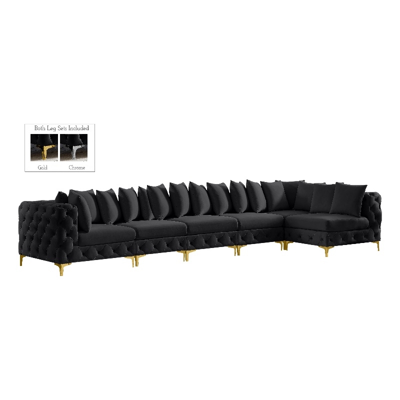 Meridian Furniture Tremblay Black Velvet Modular Sectional